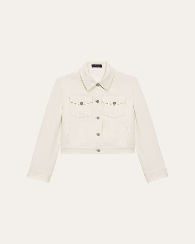 Shrunken Crepe Trucker Jacket